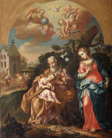 Szent Család, barokk olajfestmény